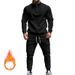 Men's Fleece-Lined Quarter-Zip Sweatshirt Set - Slim Fit Thermal Jogger Outfit For Fall & Winter_viptrois.com