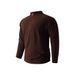 Men's Solid Color Casual Double-Sided Velvet Round Neck Zip-Up Long Sleeve T-Shirt Warm Layering Base_viptrois.com