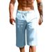 Men's Clothing Men's Linen Drawstring Shorts Quick Drying Straight Leg Breathable Casual Beach Shorts 7/8 Length Solid Color Everyday Quick Dry_viptrois.com