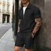 Men's Solid Jacquard Zip-Up Jacket & Shorts Set – Spring Casual Outfit With Breathable Mesh Lining_viptrois.com