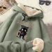 Lamb Wool Hooded Sweater Men's Autumn And Winter Trendy Brand Large Size Versatile Hoodie Loose Fleece Thickened Coat_viptrois.com