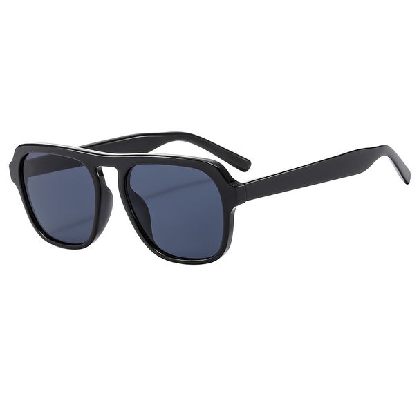 2025 New Black Frame Women Trendy Single Bridge Slimming Sunglasses For Men Internet Celebrity Plain Glasses_viptrois.com