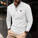 Men's Clothing Casual Waffle Knit Long Sleeve Henley Shirt - Breathable, Lightweight & Quick-Dry, Relaxed Fit, Round Neck, Solid Colors (White, Navy)_viptrois.com