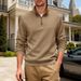 Men's Winter Quarter-Zip Fleece Sweatshirt With Stand Collar, Casual & Business Loungewear, Long Sleeve Pullover (Army Green, Black)_viptrois.com