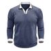 Men's Corduroy Long Sleeve Shirt - Vintage Washed Pullover With Button Collar - Oversized Winter Sweater For Casual & Streetwear_viptrois.com