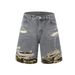 Men's Clothing Men's Summer Retro Ins Trend Camouflage Washed Ripped Denim Shirt Jacket Short Sleeves_viptrois.com
