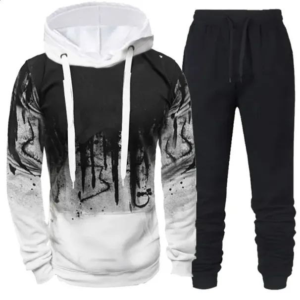 Autumn Winter Trending Tracksuits Men Camouflage Hoodie Pant 2 Piece Set Sports Wear 3d Ink Jogging Suits 240920_viptrois.com