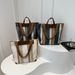 Women's Shoulder Bags Commuter Large-capacity Women's Bag, Fashionable Contrasting Color Striped Simple Tote Bag, Hand Bag And Shoulder Bag_viptrois.com