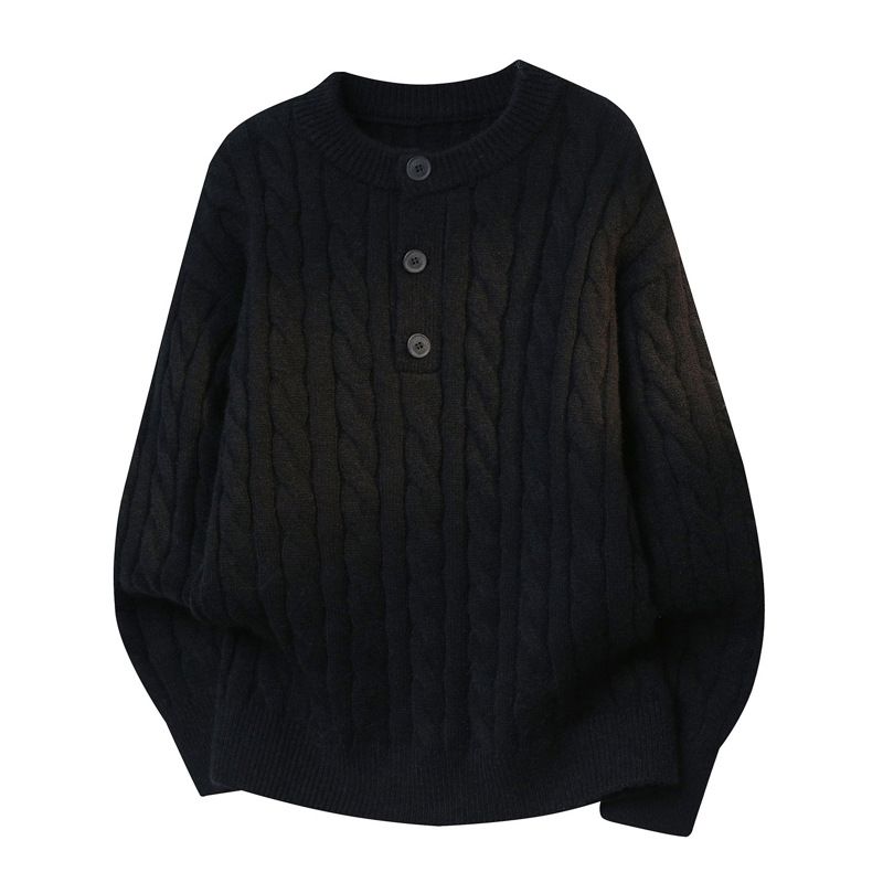 Men's Oversized Knit Sweater - Loose Fit Casual Pullover With Jacquard Pattern (Crewneck, Long Sleeve) In Beige, Gray, Black, Red, Green (M-4xl)_viptrois.com