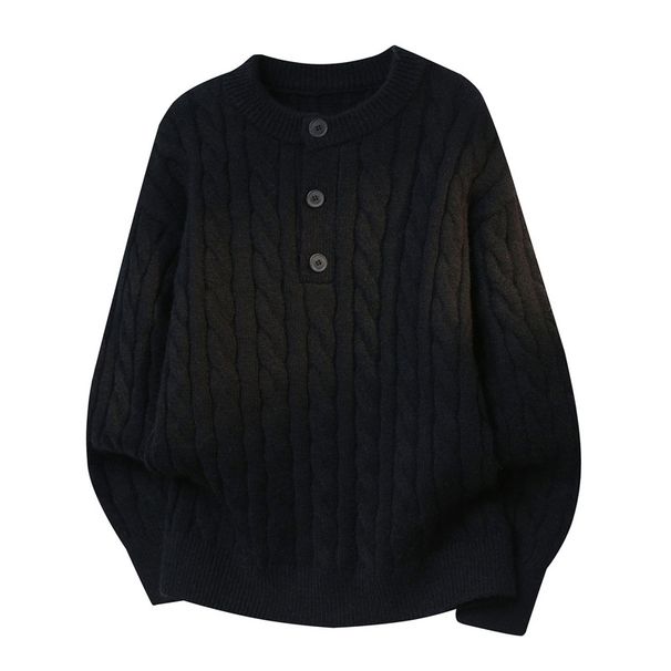 Men's Oversized Knit Sweater - Loose Fit Casual Pullover With Jacquard Pattern (Crewneck, Long Sleeve) In Beige, Gray, Black, Red, Green (M-4xl)_viptrois.com