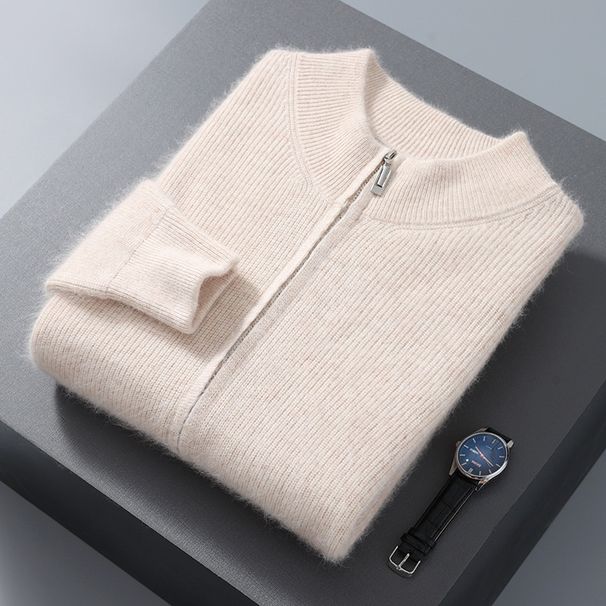Pure 2024 Autumn Winter New Men's Cardigan Half Turtleneck Zipper Mink Coat Business Knitted Sweater Wholesale_viptrois.com