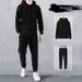 Cotton Casual Sportswear Set Men's Cardigan Hooded Sweater Running Suit Two-piece Jacket_viptrois.com