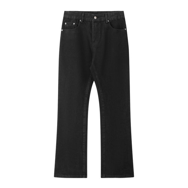Men's Clothing Bajia Black Washed Retro Distressed Bootcut Scimitar Slim Flared All Match Denim Pants_viptrois.com