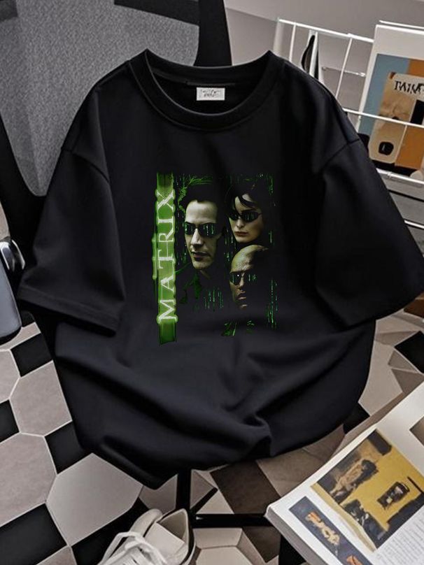 Men's The Matrix Poster T-Shirt Fashion Slightly Homme Breathable Soft Summer Designer Clothes Top For Everyday Wear Stretched Unisex Comfortable_viptrois.com