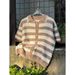 Hollow Knitted Jacquard Striped Contrast Color Short Sleeved Shirt Men's Summer Loose Casual Retro Jacket_viptrois.com