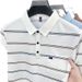 Men's Clothing Summer Casual Lapel Striped Real Pocket Short Sleeved Polo Shirt Middle Aged Men's Dad Wear Thin T Shirt Tops Men_viptrois.com
