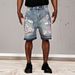 Men's Clothing Men's Cherry Blossom Embroidered Ripped Jeans Slimming Denim Shorts Print Design Fashionable Casual_viptrois.com