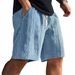 Men's Knit Casual Shorts – Summer 5-Inch Elastic Waist Shorts With Jacquard Pattern & Drawstring, Breathable Linen-Blend Fabric Sizing)_viptrois.com