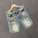 Heavy Indutry Wahed Ripped Patch Denim Hort For Men In Ummer, Looe Traight Leg, Cool And Caual Five Quarter_viptrois.com