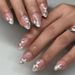 Short bright almond armour Europe and the United States cross-border foreign trade autumn and winter white glitter flower detachable wear nail art 24 _viptrois.com