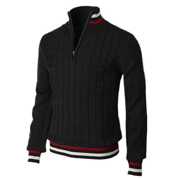 Men's Clothing New Spring And Autumn Supply Style Color Matching Zipper High Collar Men's Sweater_viptrois.com
