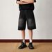 Men's Jacquard Denim Shorts - Relaxed Fit Straight Leg Wide Cuff Summer Casual Trousers With Artistic Pattern, Lightweight Breathable Streetwear_viptrois.com
