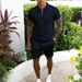 Men's Summer Cross Border Two Piece Suit Solid Color_viptrois.com
