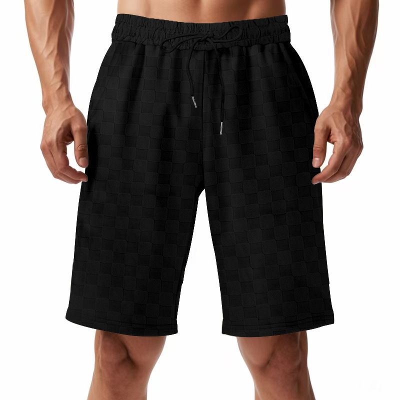 Men's Checkerboard Pattern Heavyweight Shorts - Loose Fit 5-Inch Summer Casual Shorts With Hip Hop Style_viptrois.com