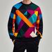 Creative Irregular Square Colorful 3D Digital Print Men's Spring And Autumn Versatile Long Sleeve Loose Crew Neck_viptrois.com