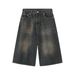 Black And Gray Wide Leg Loose Denim Cropped Trousers Men's Wide Leg Trousers_viptrois.com