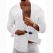 Men's Clothing European And American Men's Large Size Solid Color Linen Shirts Youth Home Leisure Fashion Shirt Tops_viptrois.com