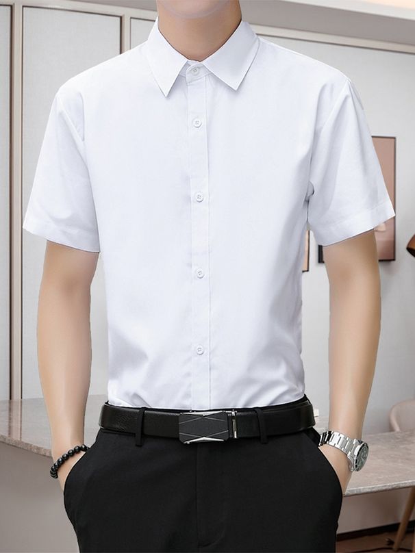 Pulse Pulse White Long Sleeve Non-Iron Wrinkle-Resistant Business Casual Formal Dress Handsome Workwear Shirt Men Blue Black_viptrois.com