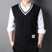 Men's Wool Blend Knit Vest Sleeveless V-Neck Slim Fit Casual Pullover Sweater For All Seasons_viptrois.com