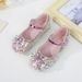 Girls' Leather shoes high heel 2023 new autumn sequins flash fashion little girl Crystal Princess shoes factory direct sales_viptrois.com