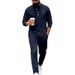 Men's Retro Henley Shirt & Pants Set – Casual Long Sleeve T-Shirt Outfit For Spring & Fall (Black, White, Army Green, Navy, Grey, Beige) – S-Xxxl_viptrois.com