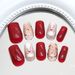 False Nails Cat's Eye Three Dimensional Red Bow Colorful Glitter Short Detachable Wearable Nail_viptrois.com