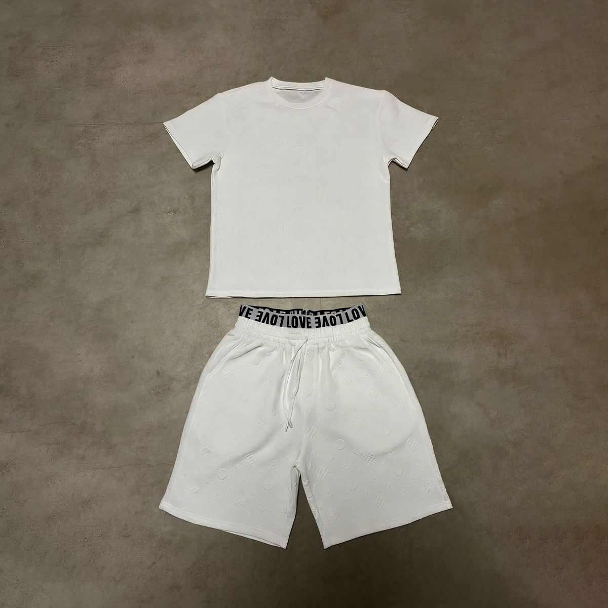 Summer Activewear Set – Jacquard Jogger Pants & Breathable Tee (Dual-Waistband, Quick-Dry Polyester, Gym-to-Street Versatility)_viptrois.com