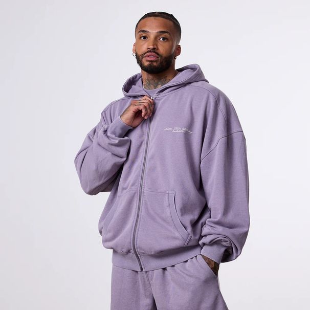 Vintage Washed Hooded Zip-Up Sweatshirt - Oversized Drop Shoulder Unisex Pullover With Fleece Lining (Black, Washed Green, More)_viptrois.com
