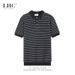 Men's Clothing Ice Silk Knitted High End Men's Polo Shirt Trendy Summer Lapel Striped Paul Business Men's Short Sleeved T Shirt_viptrois.com