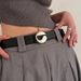 Instagram style metal circular small buckle PU decorative black niche belt for versatile use_viptrois.com