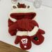 Plush Women's Winter Antlers New Year Christmas Three piece Set Cute Scarf Hat Warm Gloves One Piece_viptrois.com