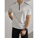 Men's Classic Colorblock Striped Polo Shirt | Semi-Zipper Collar & Embroidered Detail | Lightweight Summer Knit For Relaxed Fit_viptrois.com