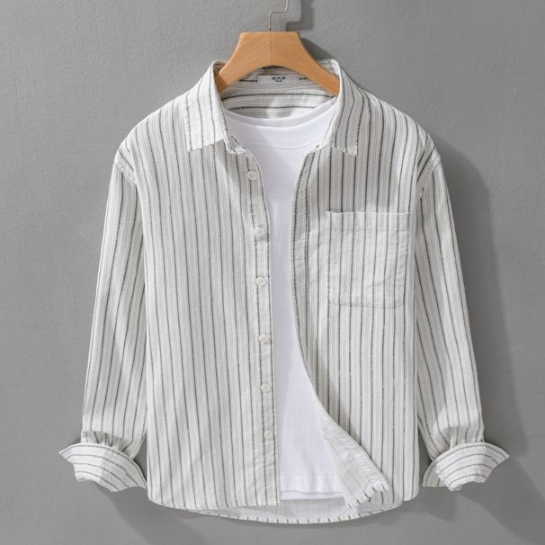 2026 High-quality Men's Corduroy Striped Simple Long Sleeved Shirt Trend Casual Loose Popular Youth Shirt_viptrois.com