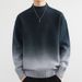 Men's Ombre Knit Sweater - Semi-Turtle Neck, Loose Fit, Stretch Polyester Blend (Army Green/Blue Gray/Beige/Dark Green/China Red)_viptrois.com
