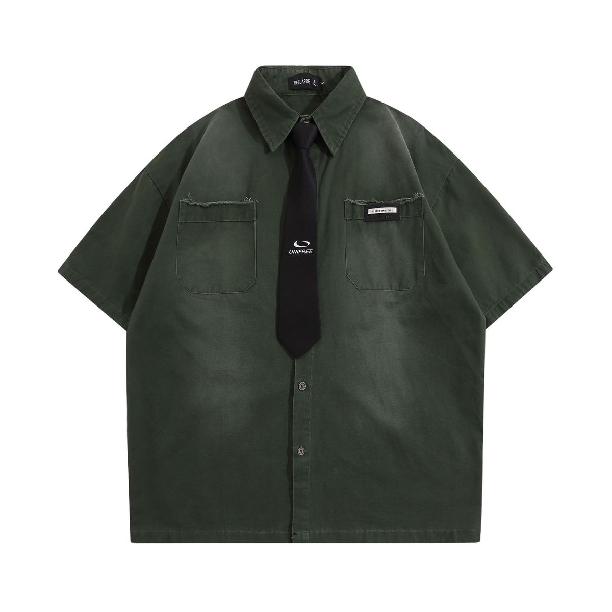 Men's Clothing Brand Tie Decorated Short Sleeved Shirt For Men And Women Retro Tie Dye Gradient Washed Loose Couple Shirt_viptrois.com