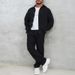 Men's Summer Casual Suit Set – Lightweight Poly-Cotton Blend, Long Sleeve Shirt & Relaxed Pants (S-XXXL, Navy/White/Black/Olive/Gray)_viptrois.com