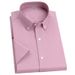 Men's Breathable Oxford Short-Sleeve Shirt – Pure Cotton Business Casual Button-Down With Stripe & Check Patterns (15 Colors)_viptrois.com