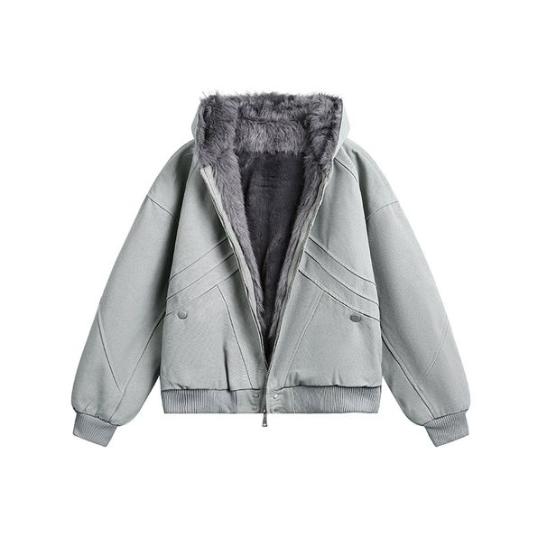 MADEEXTREME Tailored Canvas Mountain Eagle Cotton For Men And Women Winter American Style Faux Rabbit Fur Lined Jacket_viptrois.com