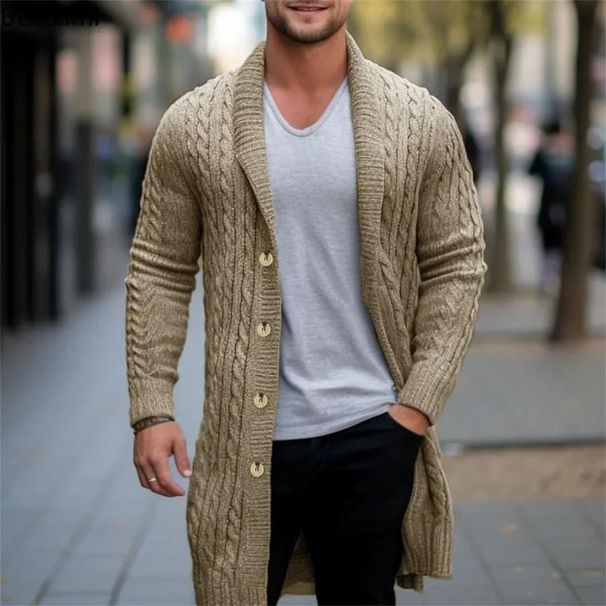 Cross-Border Clothing European And American Men's Mid-Length Sweater Thick Knit Twisted Cardigan Woolen Coat SY0107_viptrois.com