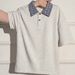 Men's Retro Polo Shirt Short Sleeved T-Shirt Summer Plaid Design Front Shoulder Patchwork Unique Trendy Loose Top_viptrois.com